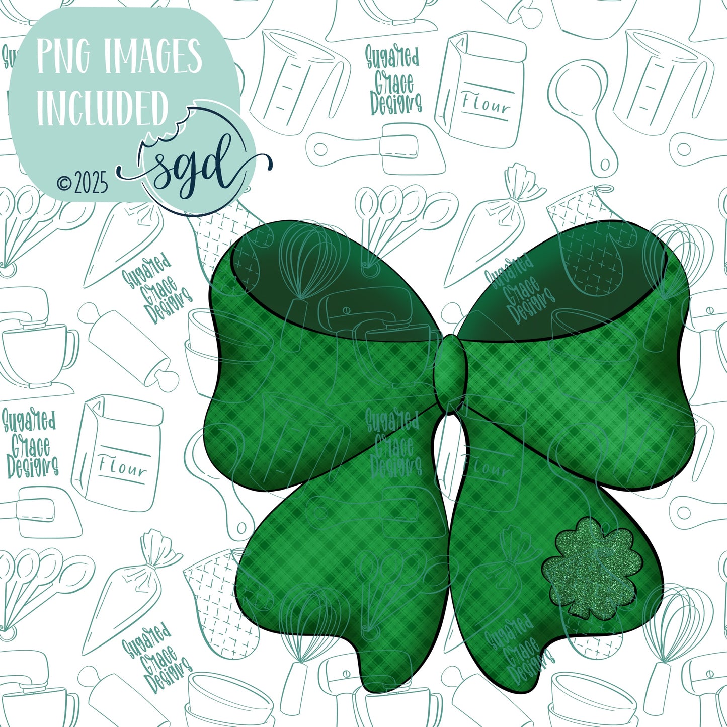 St Patricks Day Bow Cookie Cutter STL File  with PNG Images to Match - For 3D Printing and Edible Ink Printers