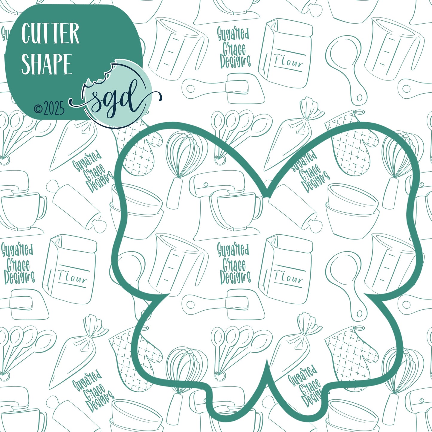 Green St Patrick's Day Bow Cookie Cutter with PNG Images to Match - Hand Drawn Graphics for Edible Ink Printers