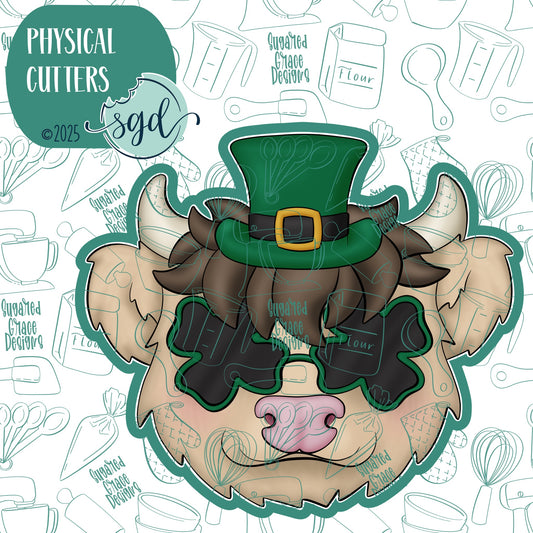 St Patrick's Day Highland Cow Cookie Cutter with PNG Images to Match - Hand Drawn Graphics for Edible Ink Printers