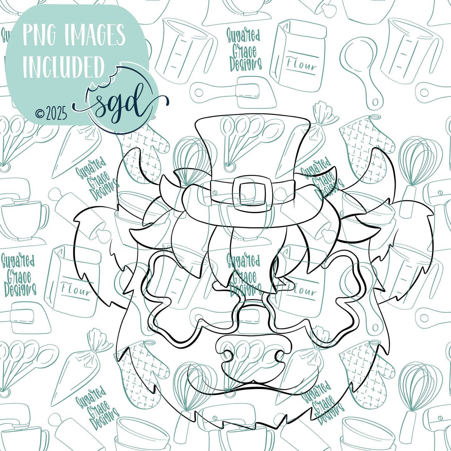 St Patricks Day Highland Cow Cookie Cutter STL File  with PNG Images to Match - For 3D Printing and Edible Ink Printers