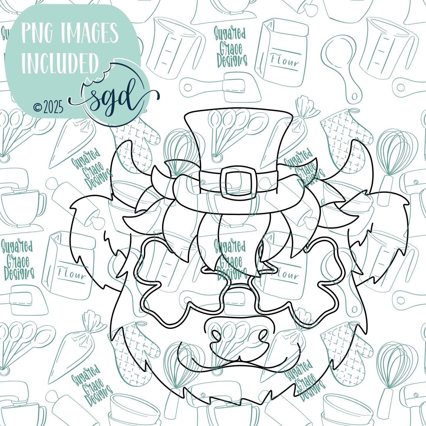 St Patricks Day Highland Cow Cookie Cutter STL File  with PNG Images to Match - For 3D Printing and Edible Ink Printers