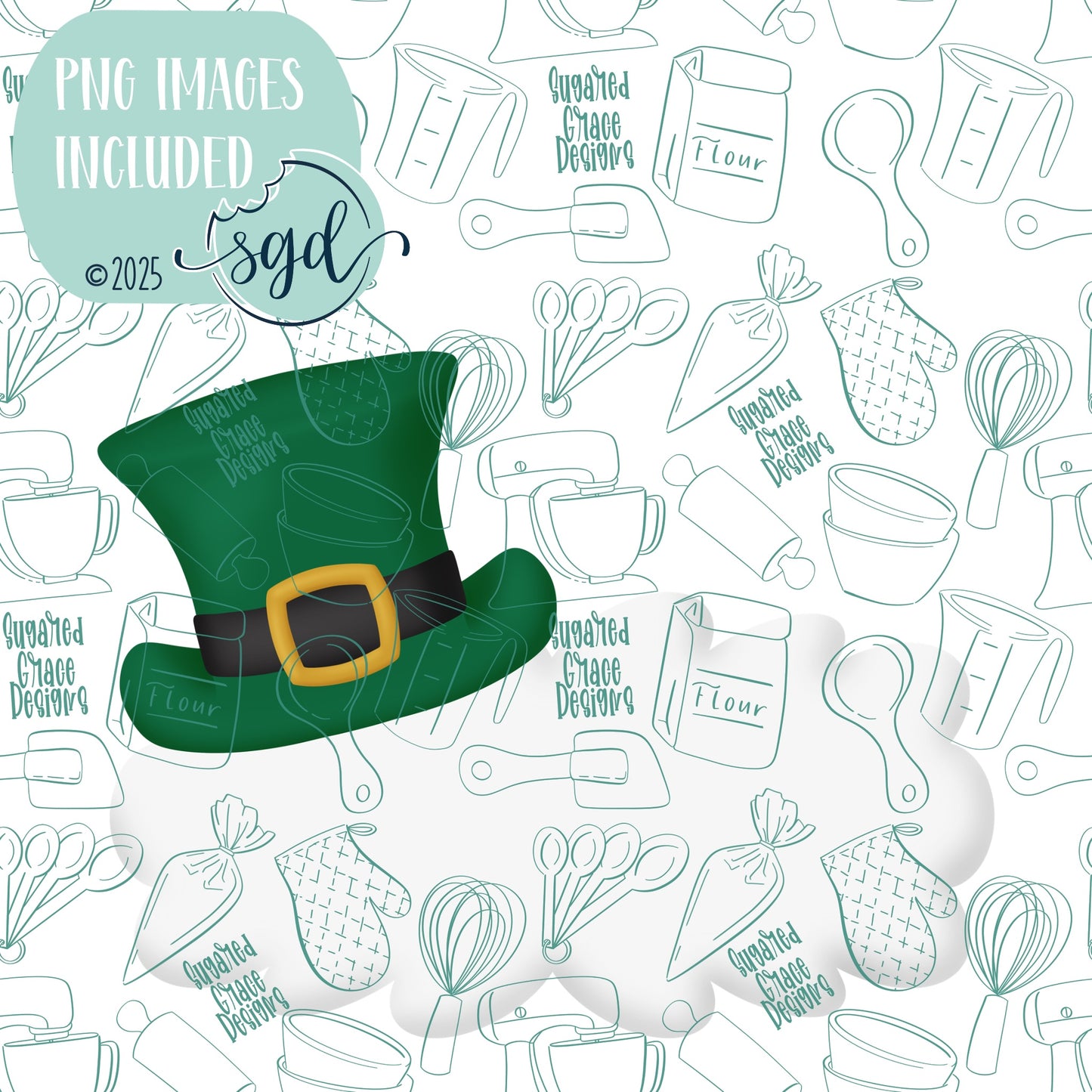 Leprechaun Hat Lacey Plaque Cookie Cutter STL File  with PNG Images to Match - For 3D Printing and Edible Ink Printers