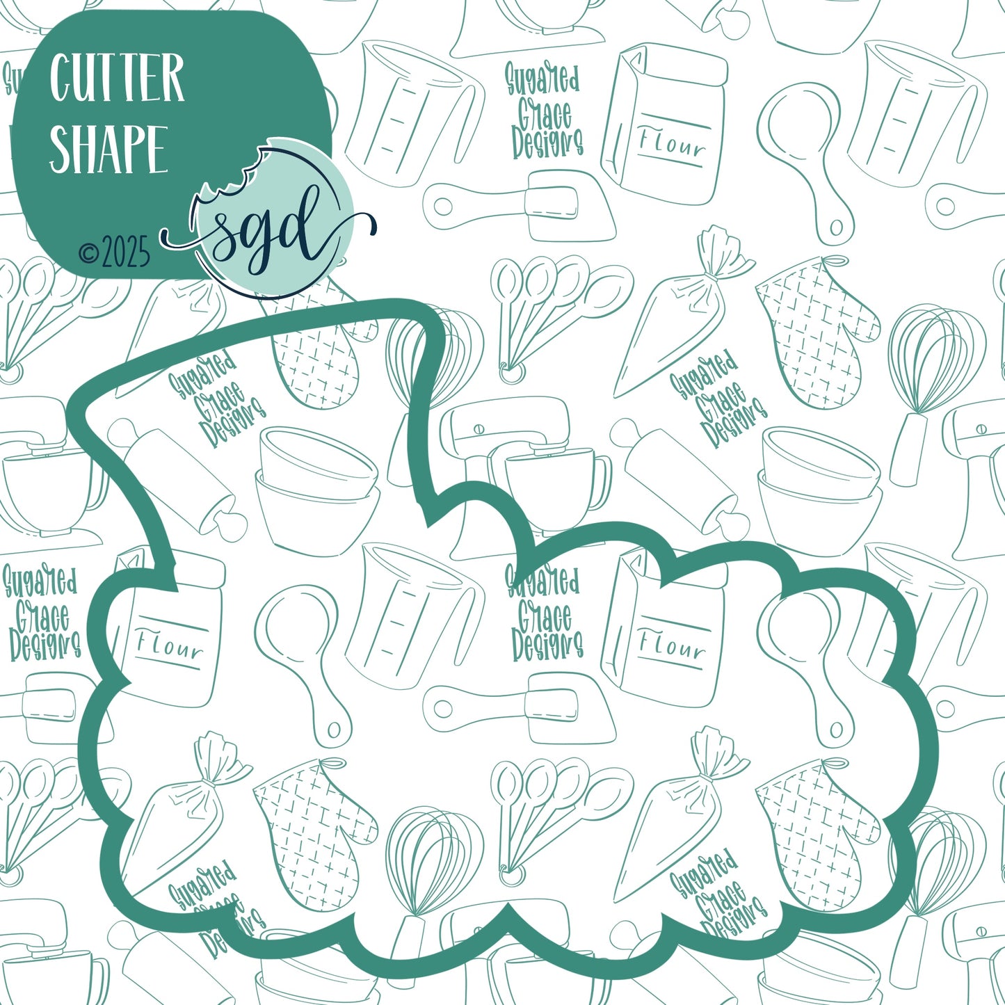 Leprechaun Hat Lacey Plaque Cookie Cutter for St Patrick's Day with PNG Images to Match - Hand Drawn Graphics for Edible Ink Printers