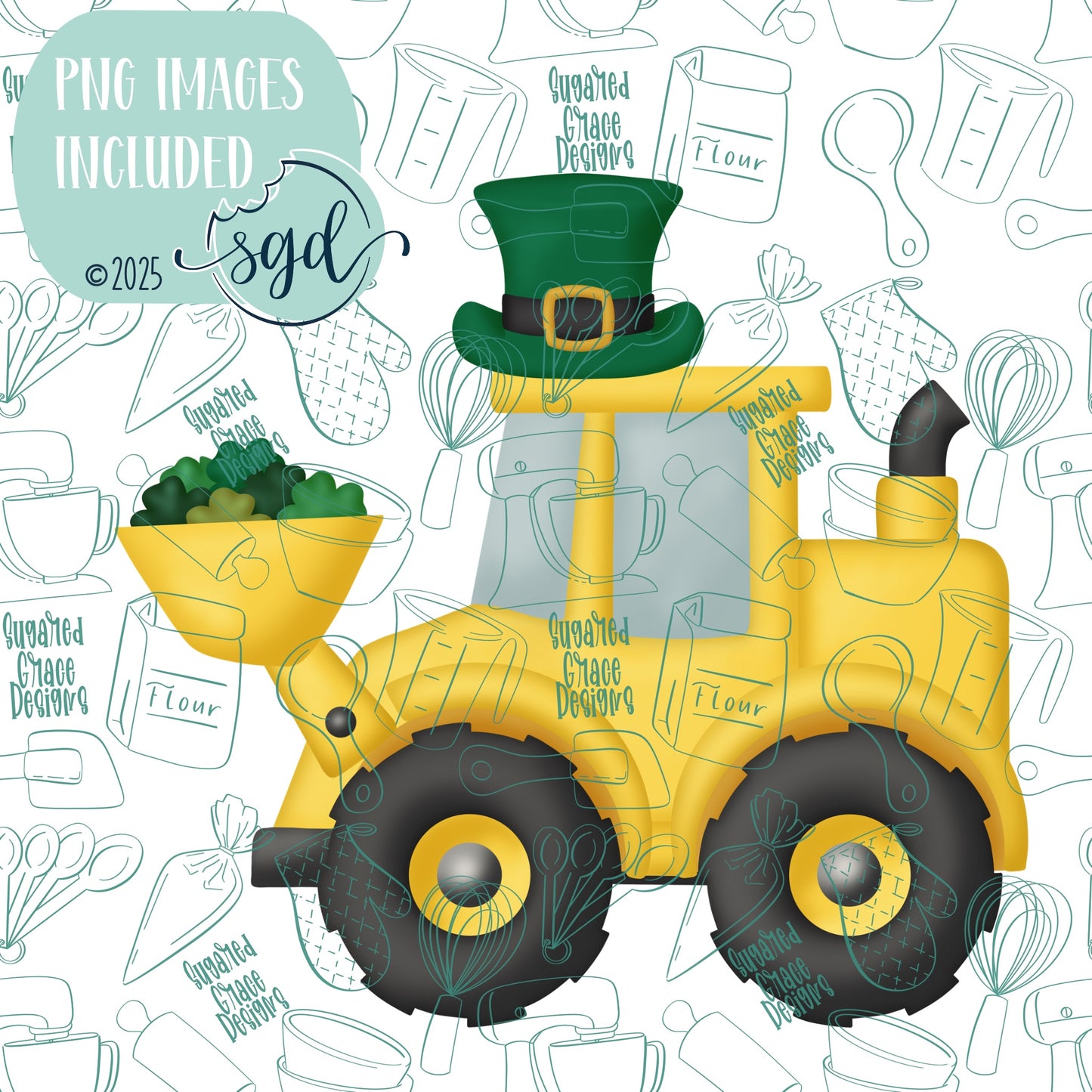 Loads of Luck Loader or Excavator Cookie Cutter STL File  with PNG Images to Match - For 3D Printing and Edible Ink Printers