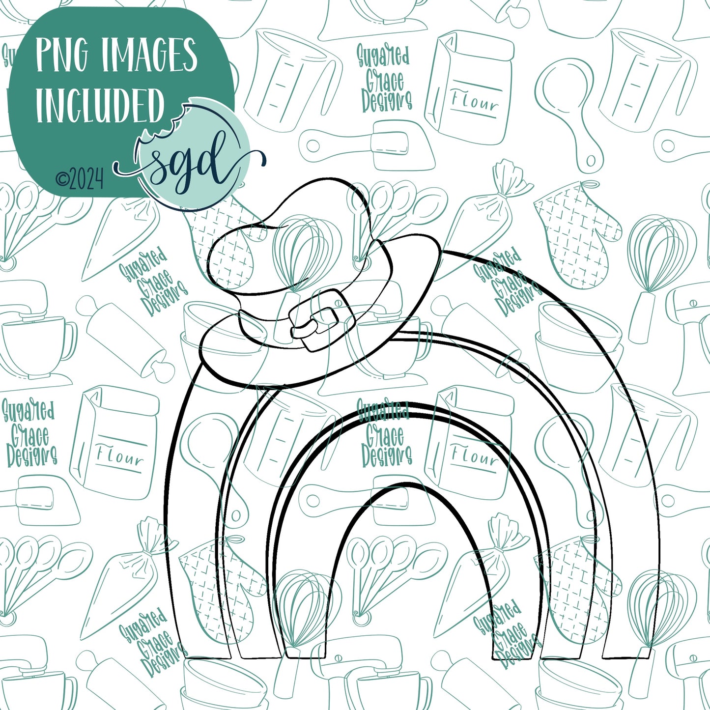 Lucky Rainbow Cookie Cutter for St Patrick's Day with PNG Images to Match - Hand Drawn Graphics for Edible Ink Printers