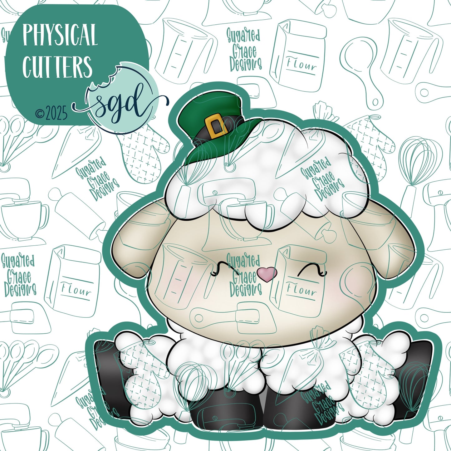 Irish Sheep or Lamb Cookie Cutter with PNG Images to Match - Hand Drawn Graphics for Edible Ink Printers