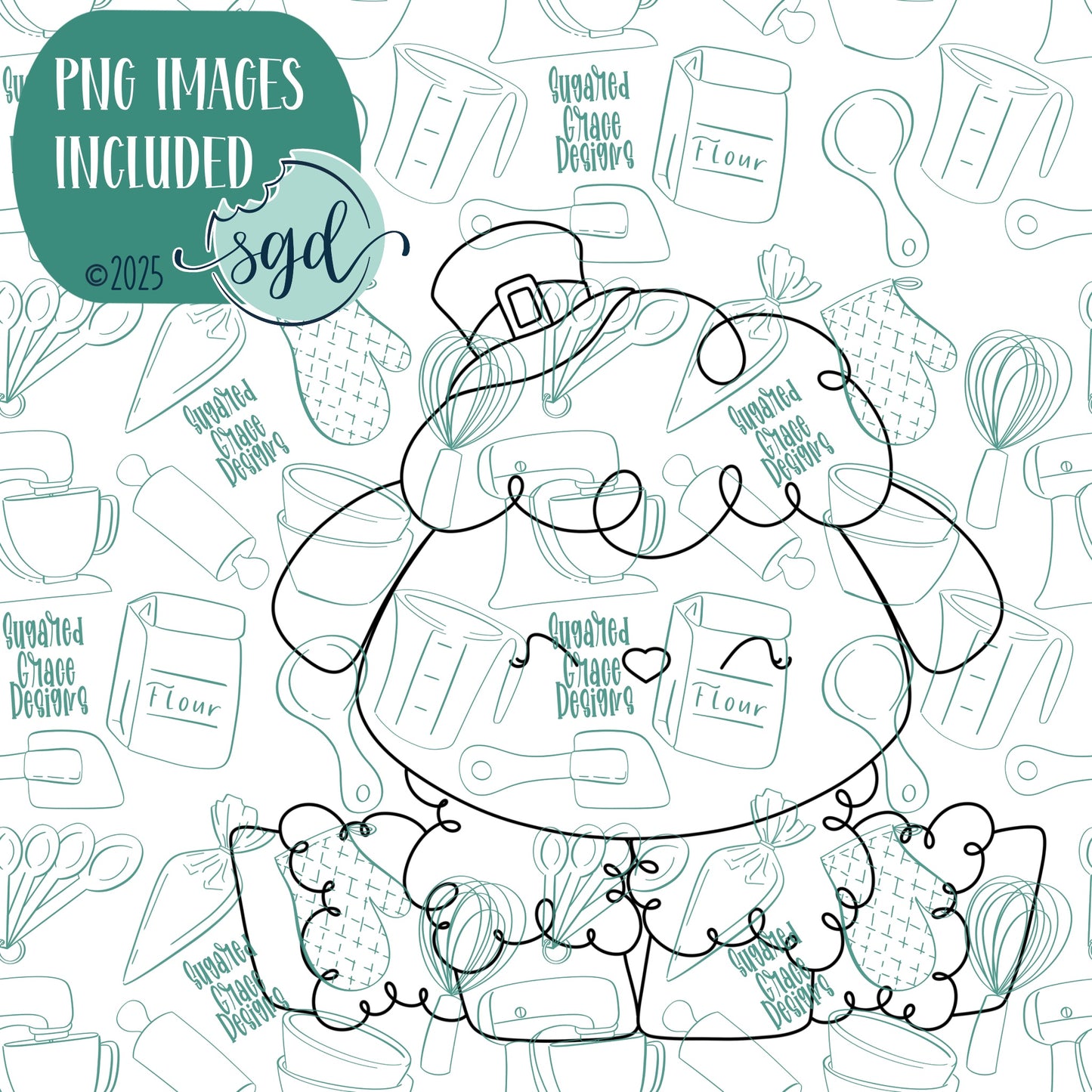 Irish Sheep or Lamb Cookie Cutter with PNG Images to Match - Hand Drawn Graphics for Edible Ink Printers