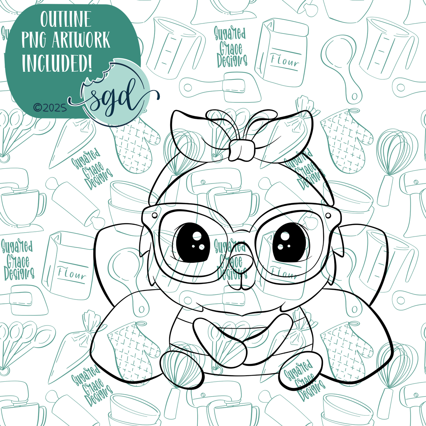 Mama Bee Cookie Cutter with PNG Images to Match - Hand Drawn Graphics for Edible Ink Printers