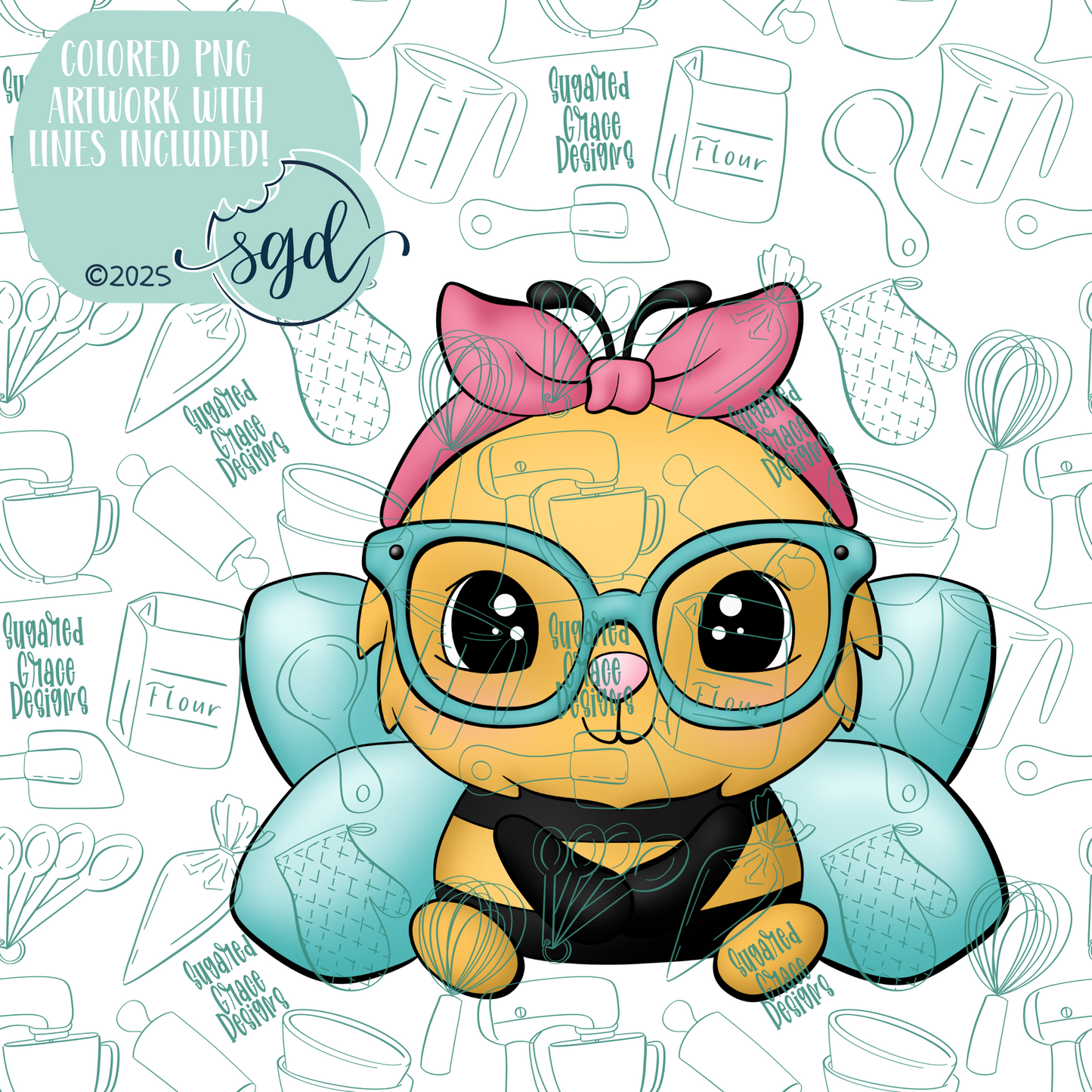 Mama Bee Cookie Cutter STL File with PNG Images to Match - For 3D Printing and Edible Ink Printers