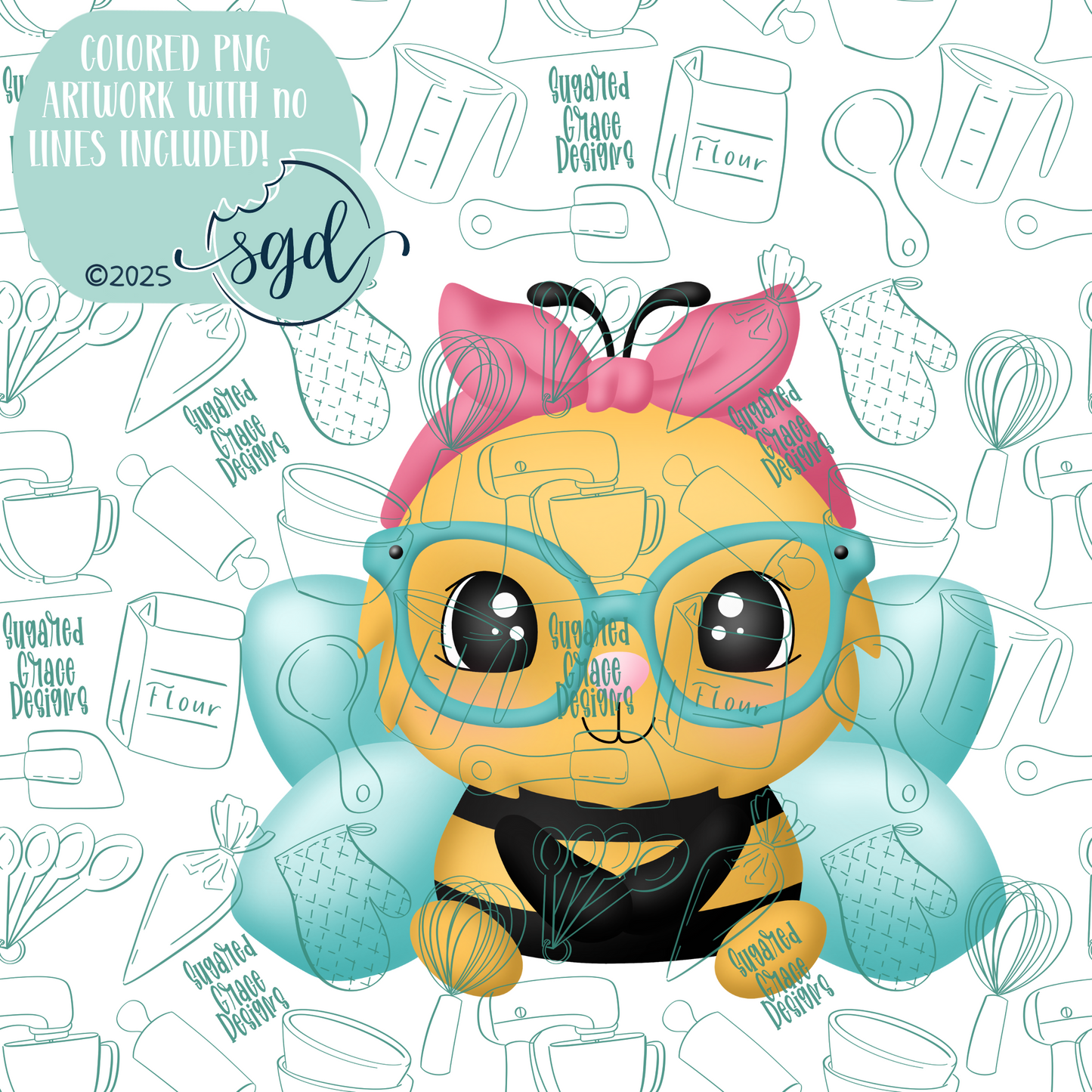 Mama Bee Cookie Cutter STL File with PNG Images to Match - For 3D Printing and Edible Ink Printers
