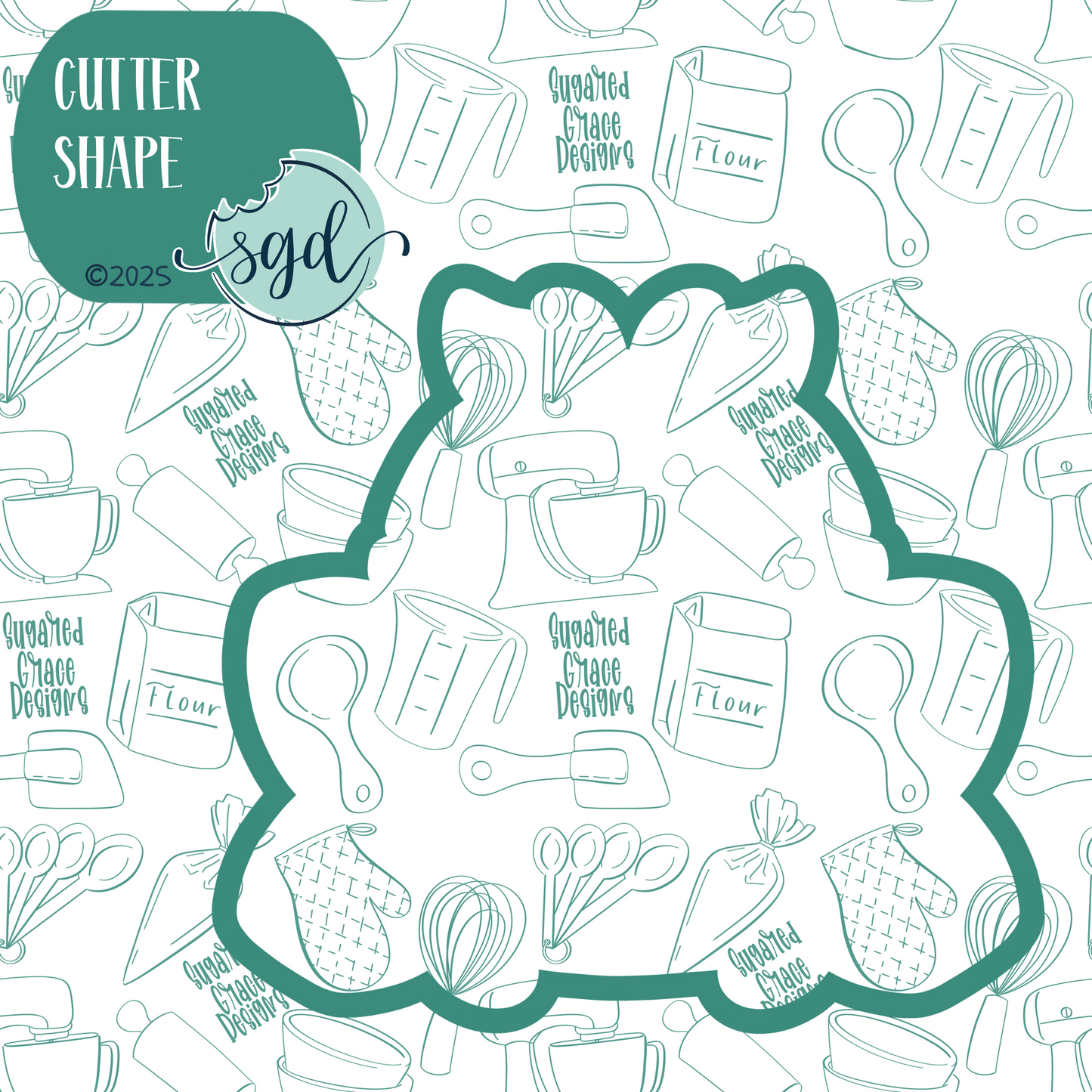Mama Bee Cookie Cutter with PNG Images to Match - Hand Drawn Graphics for Edible Ink Printers