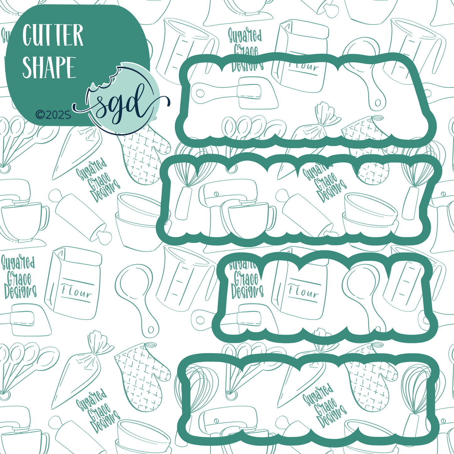 Mom to Bruh Cookie Cutter Set of 4 with PNG Images to Match - Hand Drawn Graphics for Edible Ink Printers