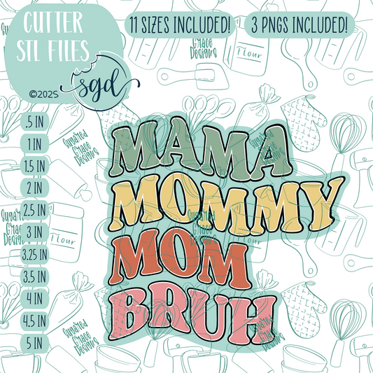 Wavy Mom Bruh Cutter STL File with PNG Images to Match - For 3D Printing and Edible Ink Printers