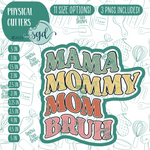 Mom to Bruh Cookie Cutter with PNG Images to Match - Hand Drawn Graphics for Edible Ink Printers