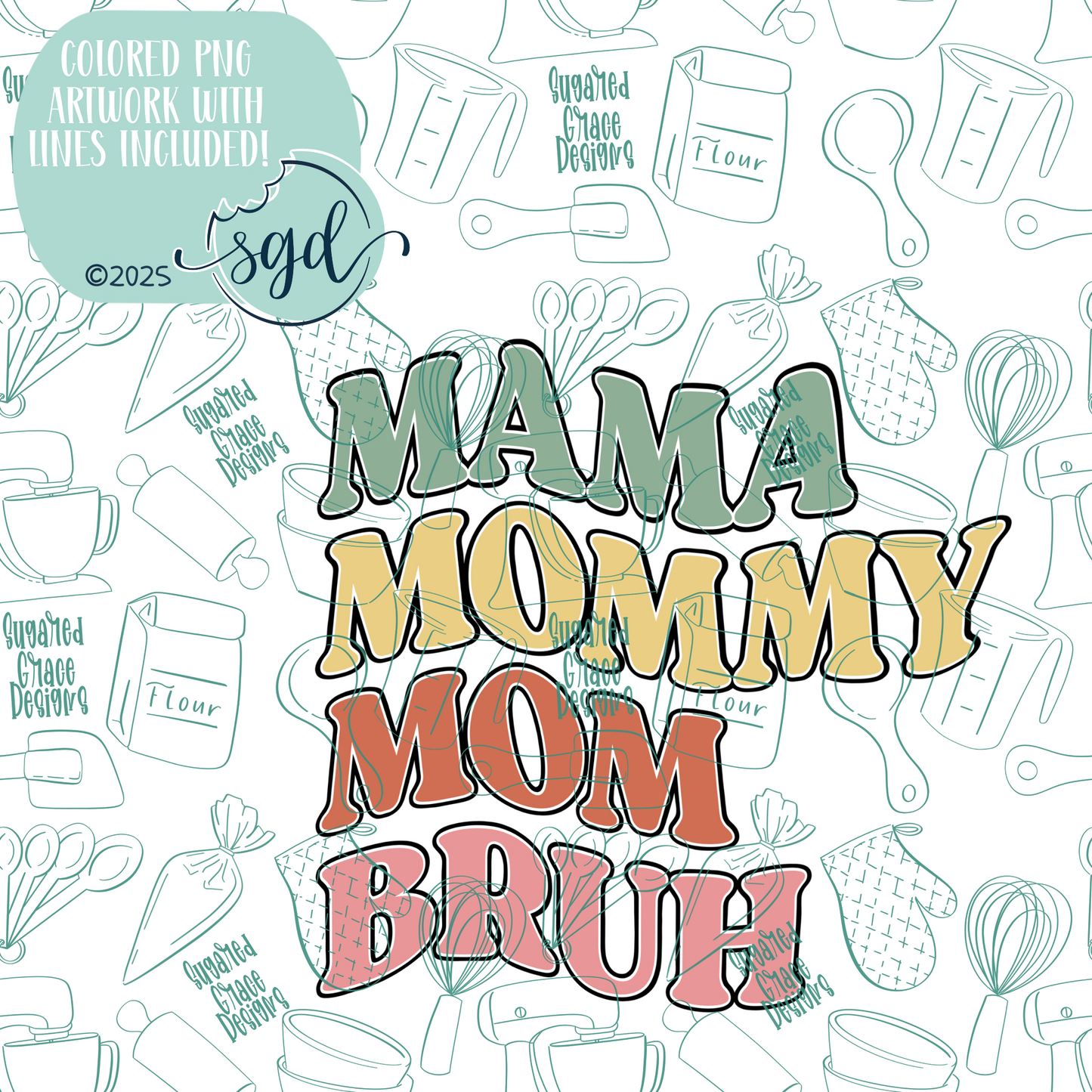 Wavy Mom Bruh Cutter STL File with PNG Images to Match - For 3D Printing and Edible Ink Printers