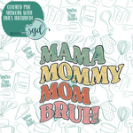 Mom to Bruh Cookie Cutter with PNG Images to Match - Hand Drawn Graphics for Edible Ink Printers