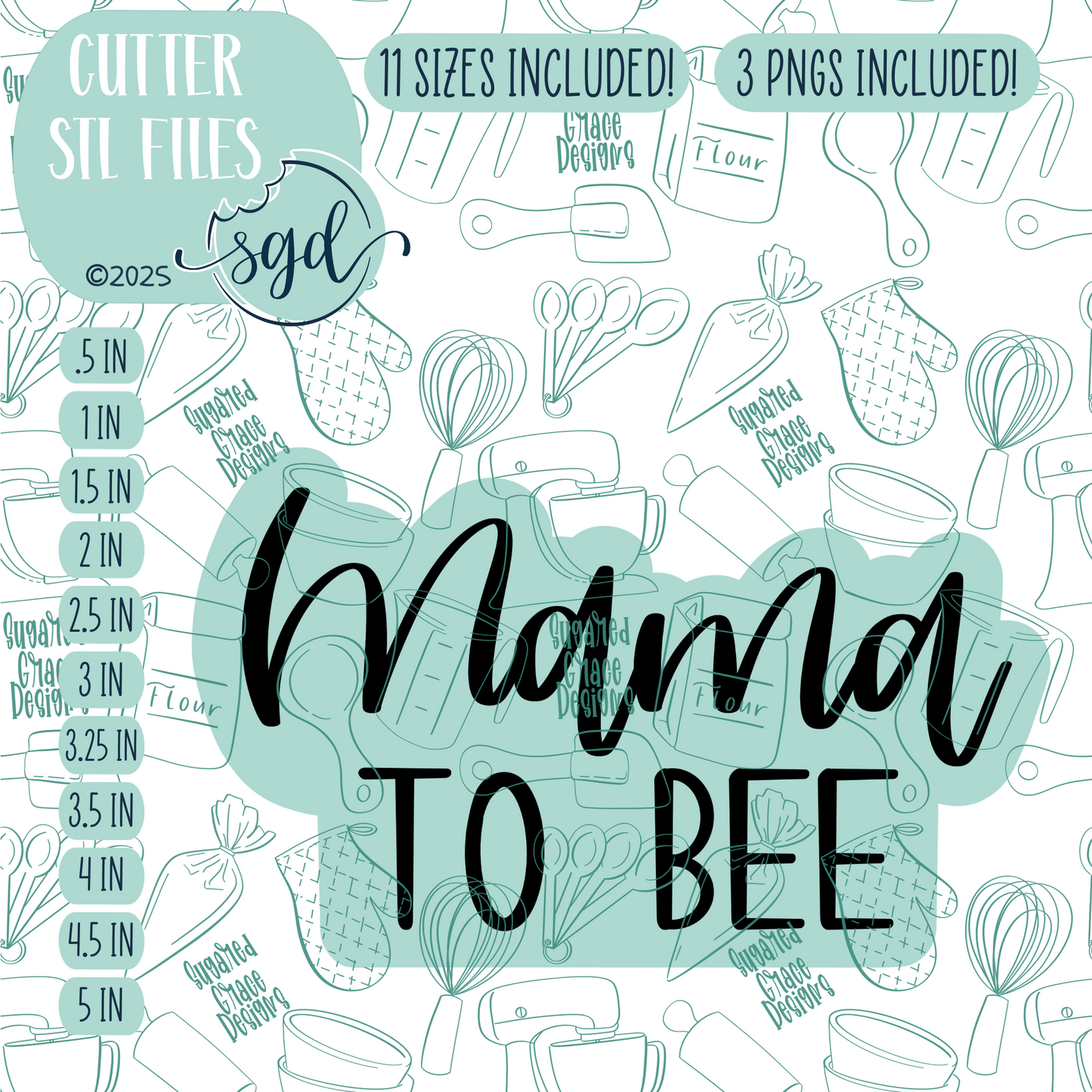 Mama to Bee Word Plaque Cookie Cutter STL File with PNG Images to Match - For 3D Printing and Edible Ink Printers (Copy)
