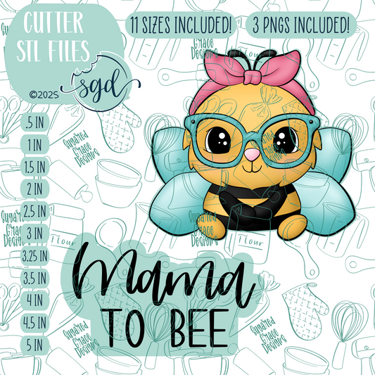 Mama to Bee Cookie Cutter STL File Set of 2 with PNG Images to Match - For 3D Printing and Edible Ink Printers
