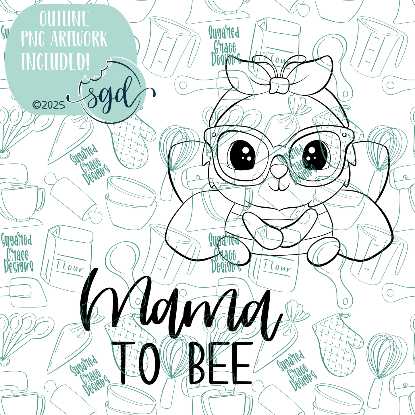 Mama to Bee Cookie Cutter STL File Set of 2 with PNG Images to Match - For 3D Printing and Edible Ink Printers