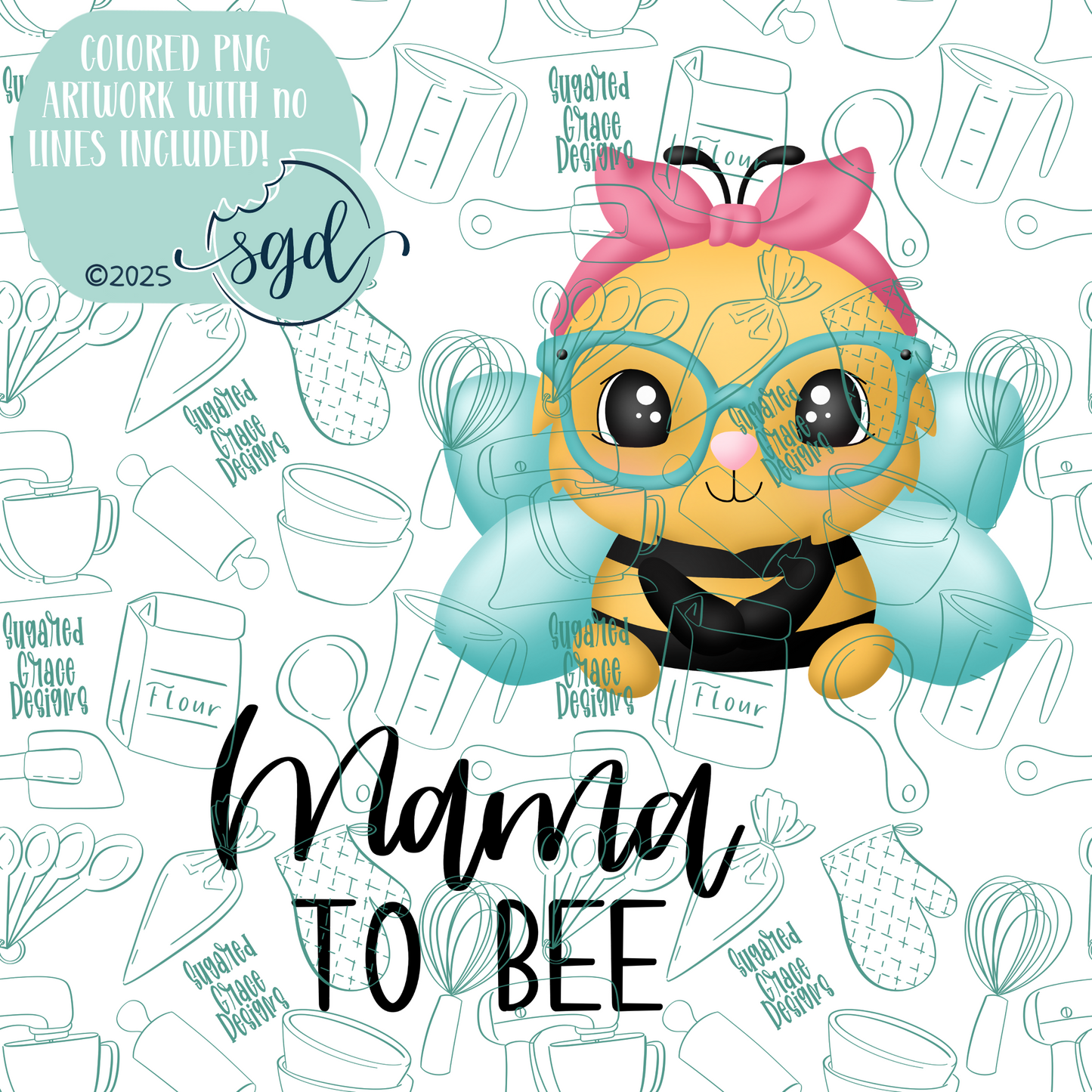 Mama to Bee Cookie Cutter STL File Set of 2 with PNG Images to Match - For 3D Printing and Edible Ink Printers
