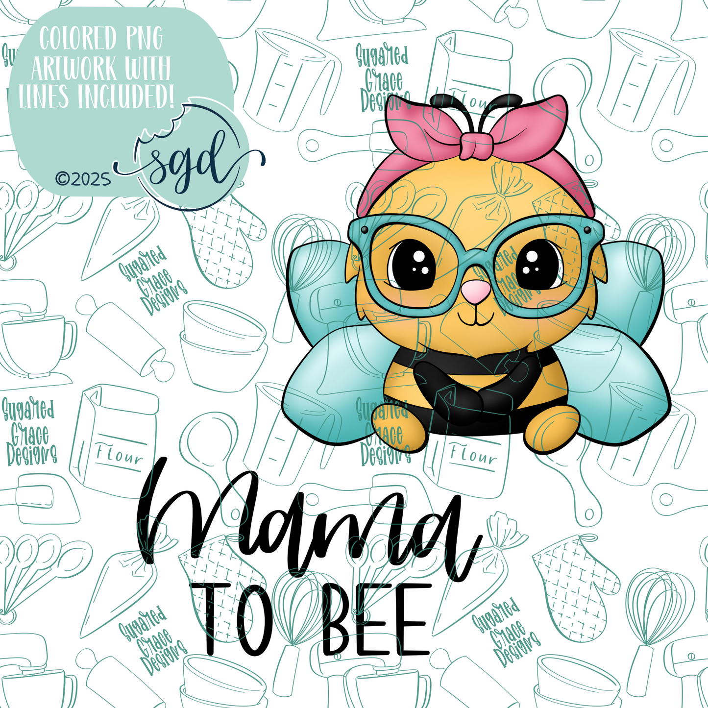 Mama to Bee Cookie Cutter STL File Set of 2 with PNG Images to Match - For 3D Printing and Edible Ink Printers
