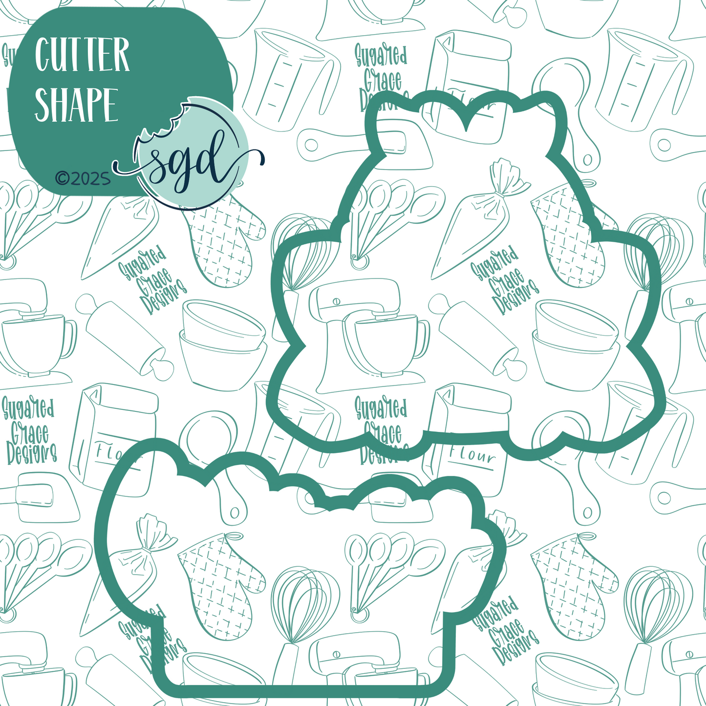 Mama to Bee Cookie Cutter Set of 2 with PNG Images to Match - Hand Drawn Graphics for Edible Ink Printers