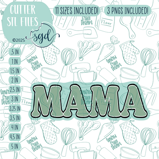Mama Word Plaque Cookie Cutter STL File with PNG Images to Match - For 3D Printing and Edible Ink Printers