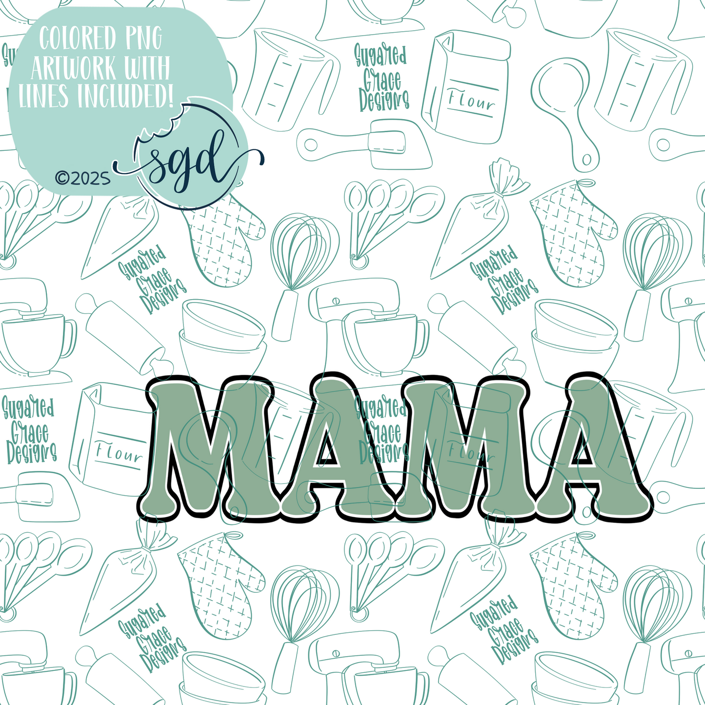 Mama Word Plaque Cookie Cutter STL File with PNG Images to Match - For 3D Printing and Edible Ink Printers