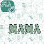 Mama Word Stick Cookie Cutter with PNG Images to Match - Hand Drawn Graphics for Edible Ink Printers