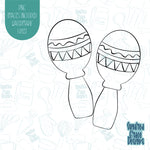 Cinco De Mayo Maraca Cookie Cutter with Matching Printable PNG Images for Edible Ink Printers Including Eddie