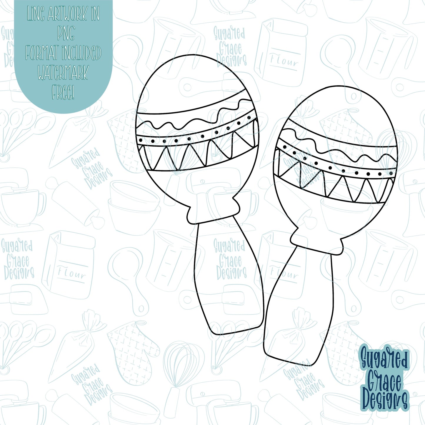 Cinco De Mayo Maraca Cookie Cutter STL Files for 3D Printing with Matching Printable PNG Images for Edible Ink Printers Including Eddie