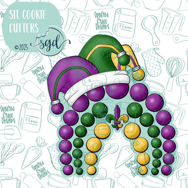 Mardi Gras Beaded Rainbow Cookie Cutter STL File  with PNG Images to Match - For 3D Printing and Edible Ink Printers