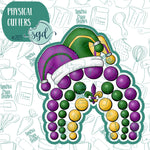 Mardi Gras Beaded Rainbow Cookie Cutter with PNG Images to Match - Hand Drawn Graphics for Edible Ink Printers