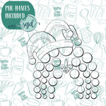 Mardi Gras Beaded Rainbow Cookie Cutter with PNG Images to Match - Hand Drawn Graphics for Edible Ink Printers