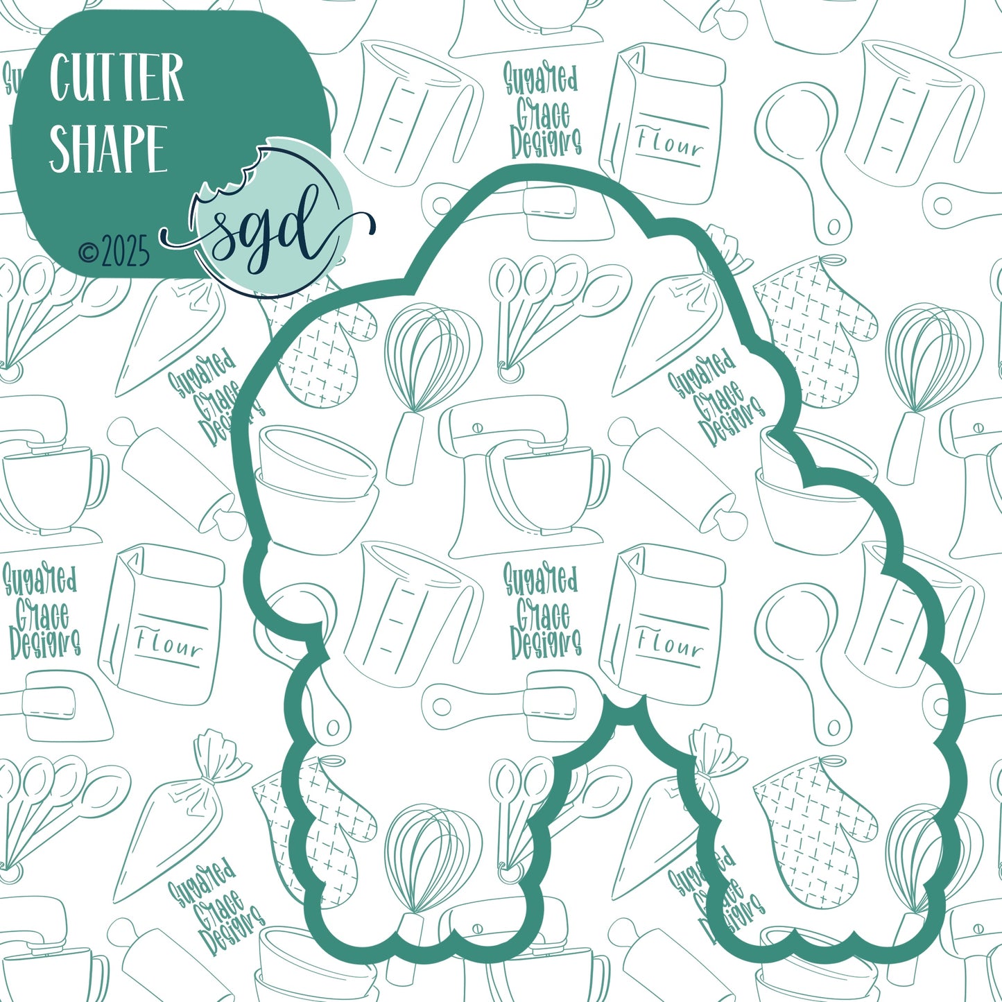 Mardi Gras Beaded Rainbow Cookie Cutter with PNG Images to Match - Hand Drawn Graphics for Edible Ink Printers