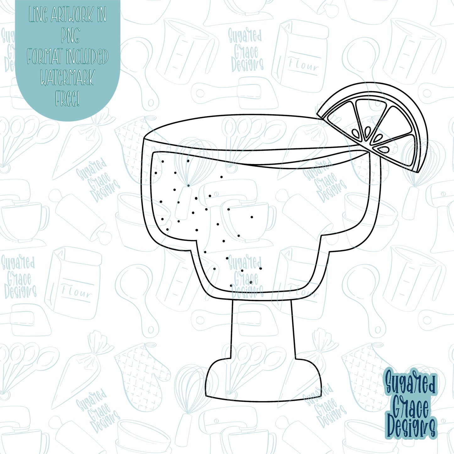Margarita Cookie Cutter STL Files for 3D Printing with Matching Printable PNG Images for Edible Ink Printers Including Eddie
