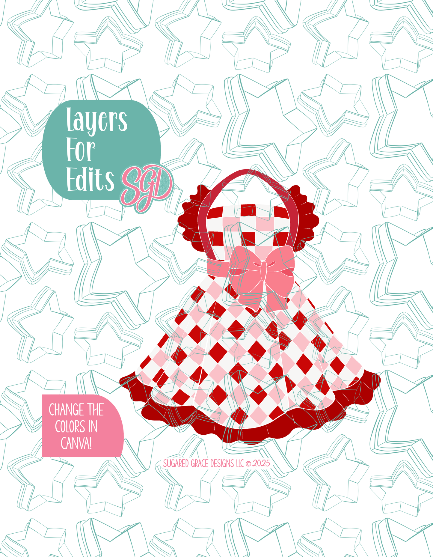 Apron Dress Cookie Cutter with matching PNG