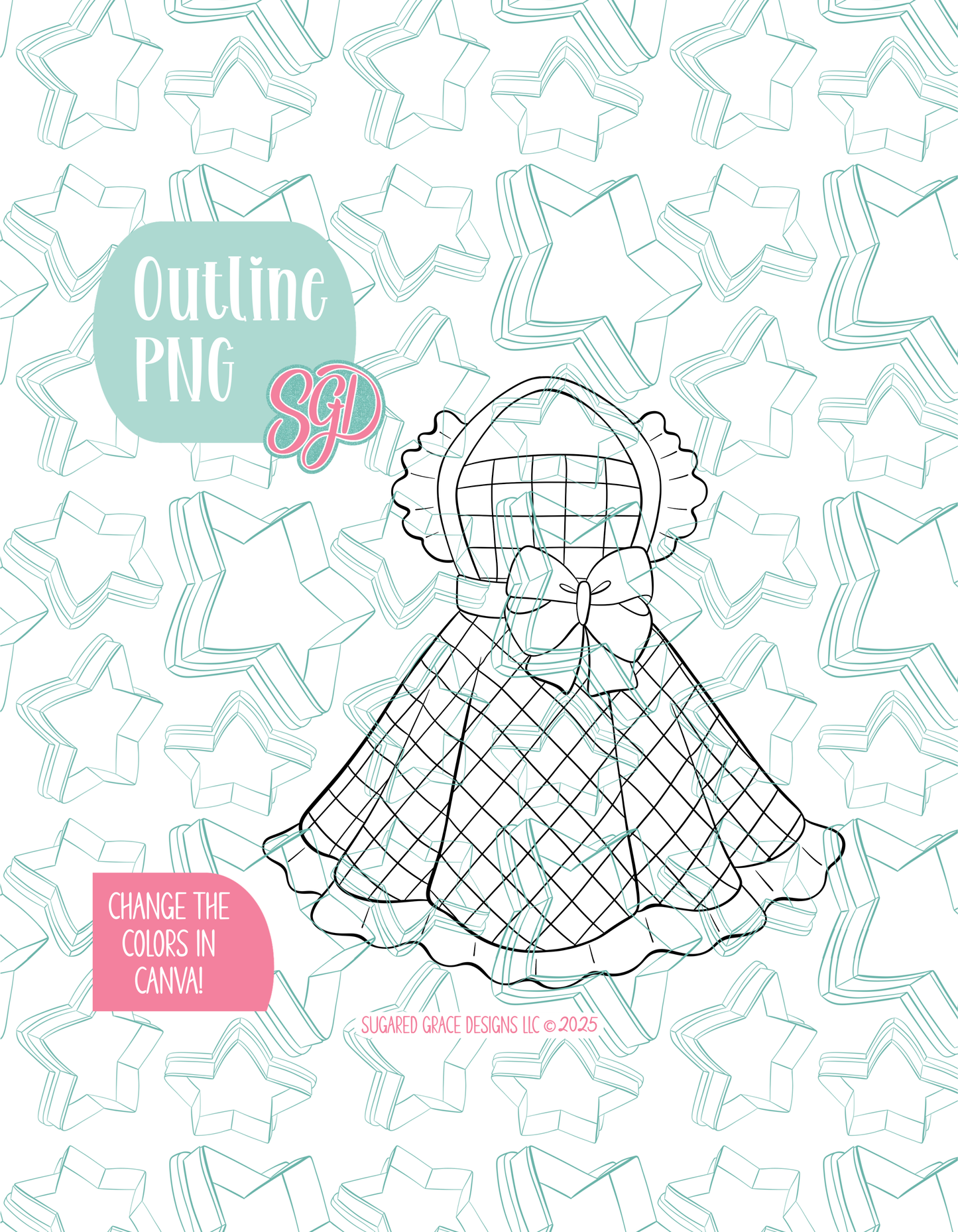 Checkered Apron with bow Cookie Cutter STL and PNG set