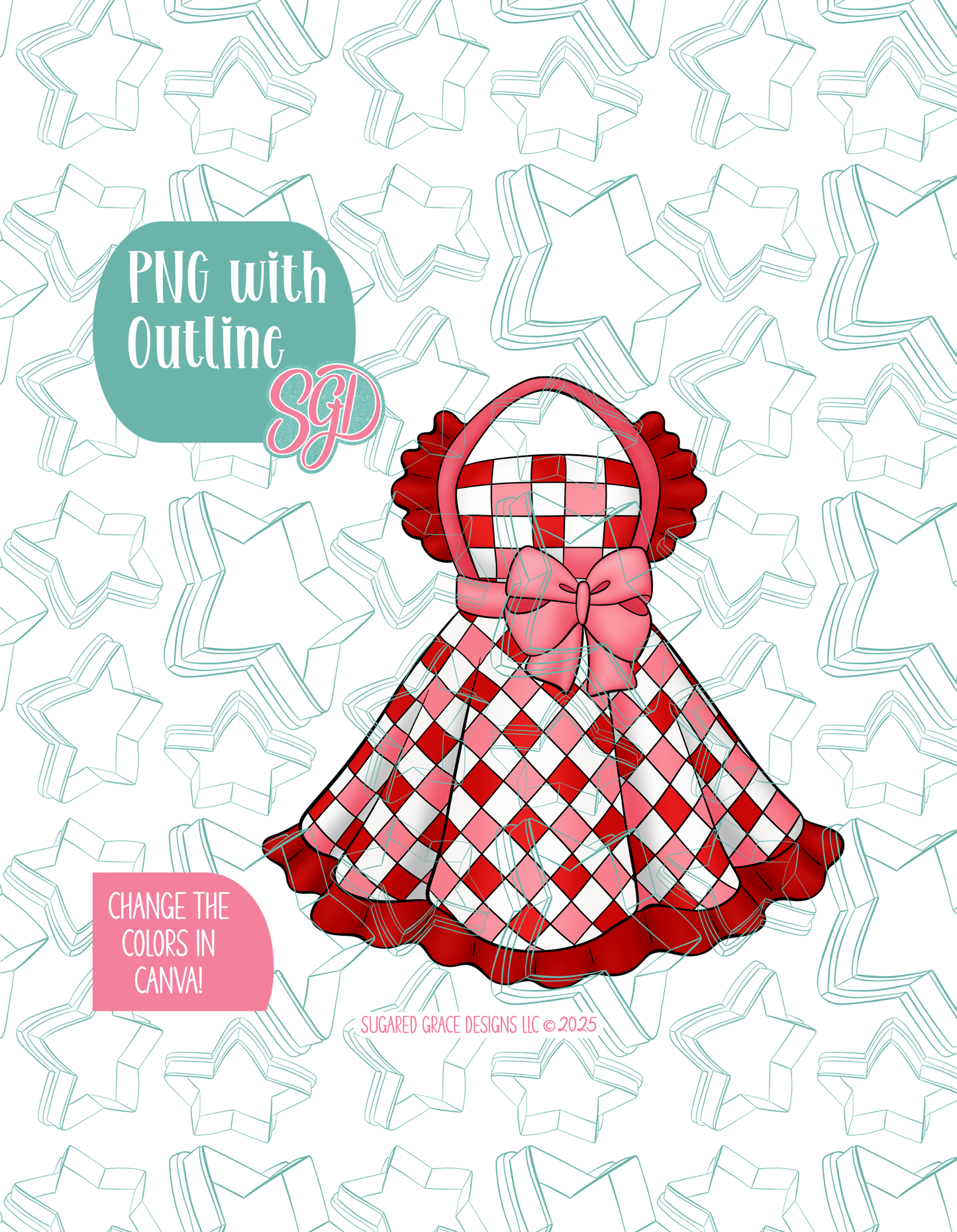 Apron Dress Cookie Cutter with matching PNG