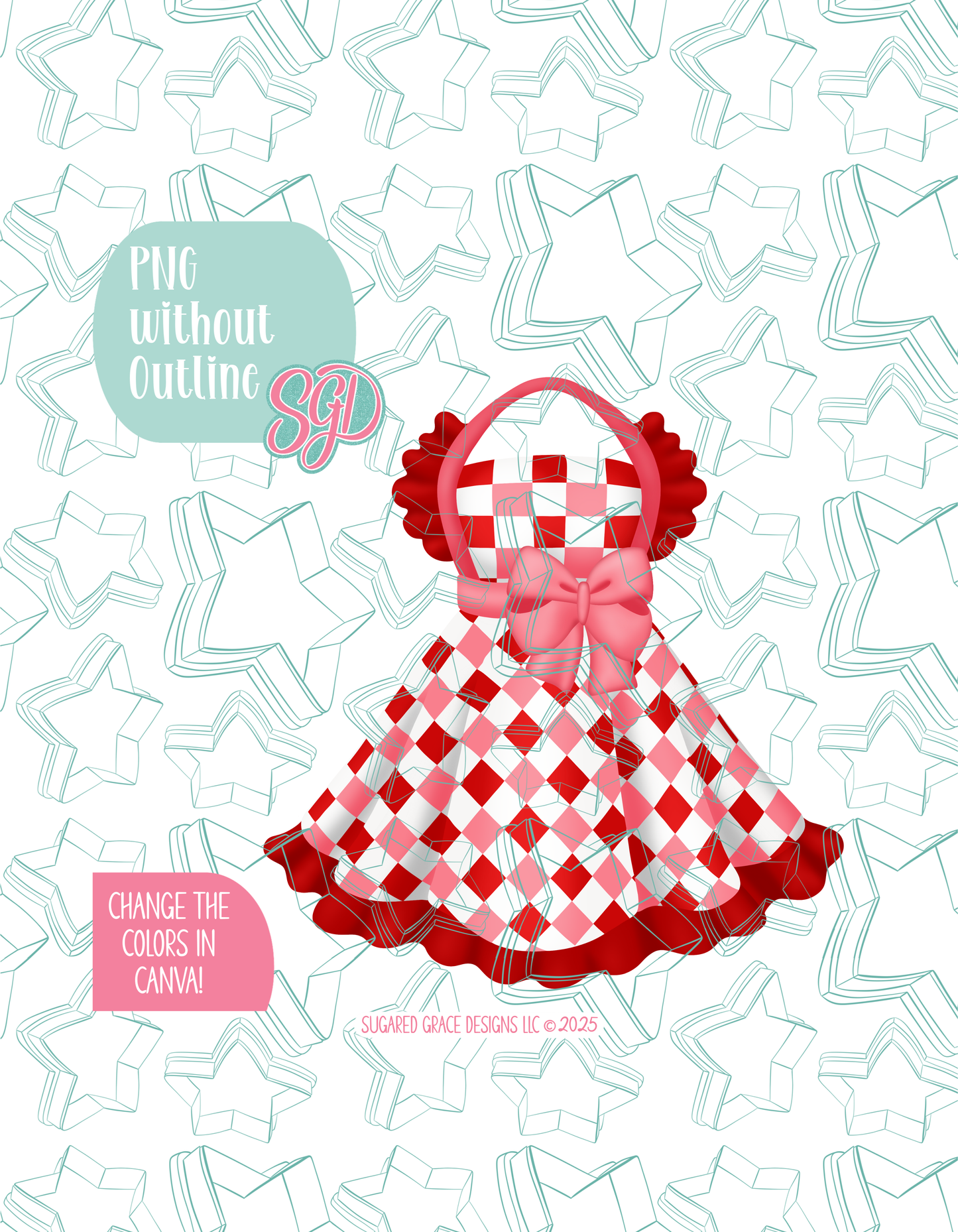 Checkered Apron with bow Cookie Cutter STL and PNG set