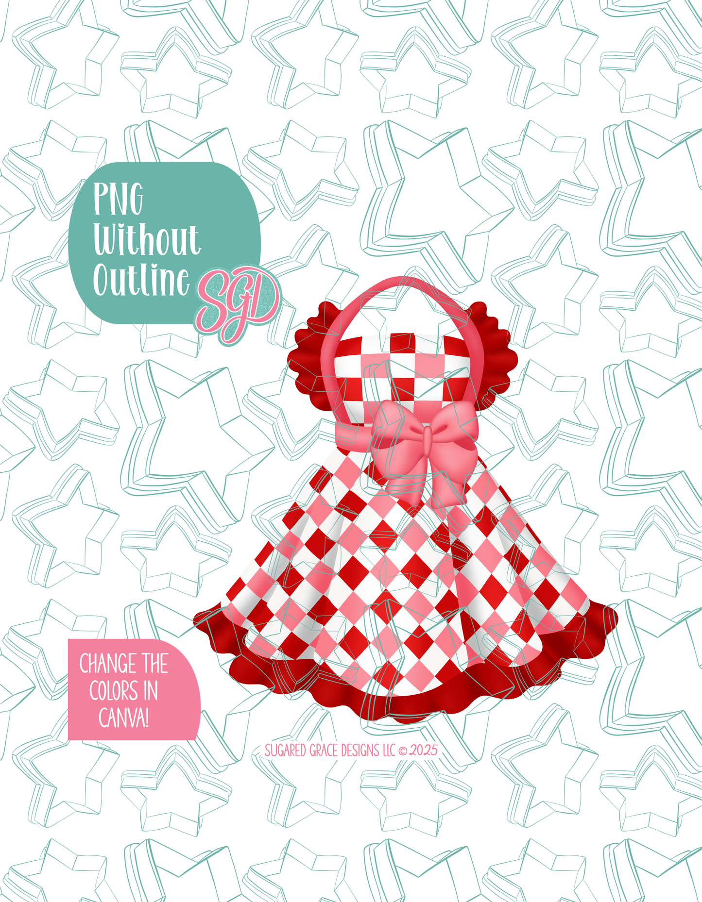 Apron Dress Cookie Cutter with matching PNG