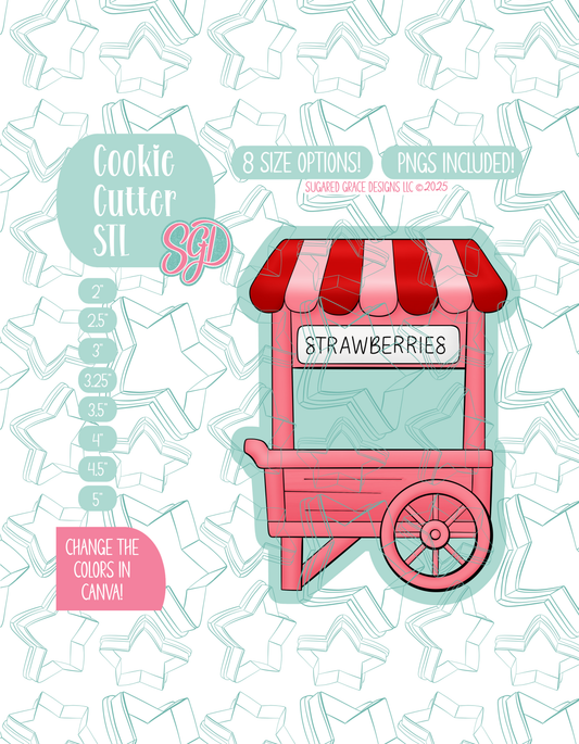 Strawberry Farmers Market Cart Cookie Cutter STL and PNG set