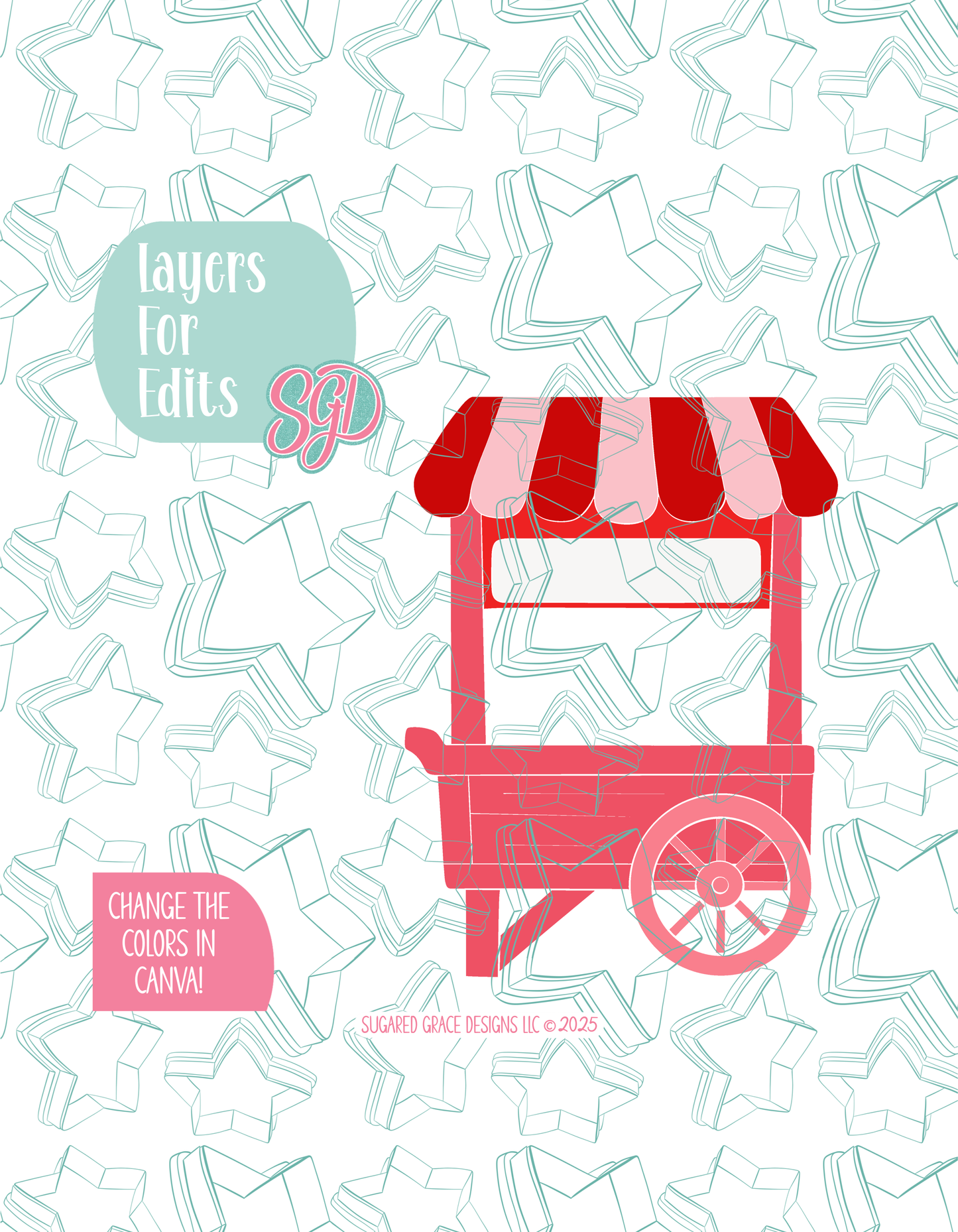 Strawberry Farmers Market Cart Cookie Cutter STL and PNG set