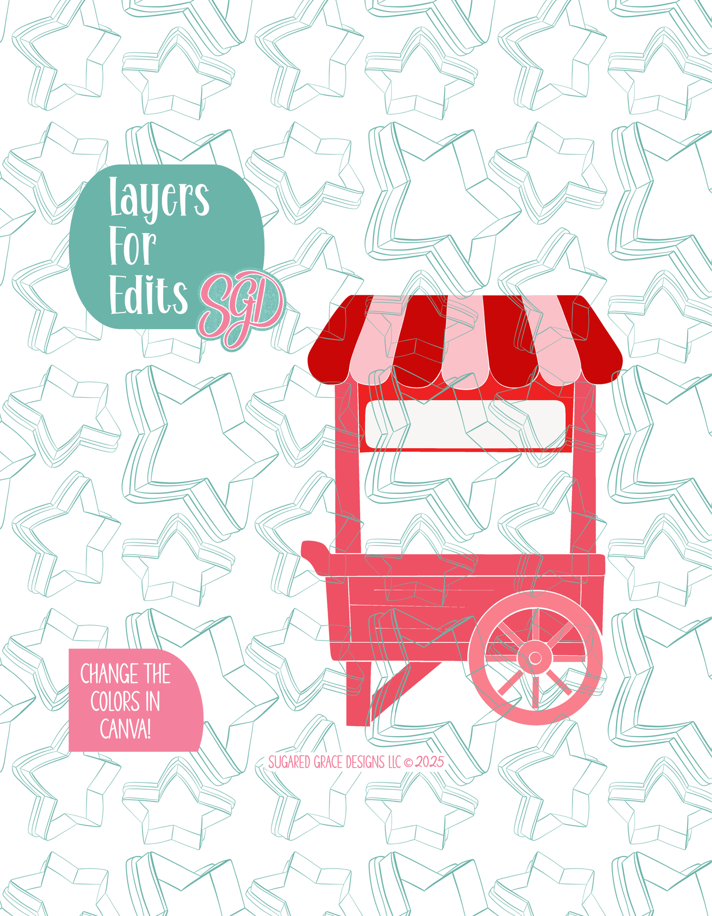 Strawberry Farmers Market Cart Cookie Cutter with matching PNG