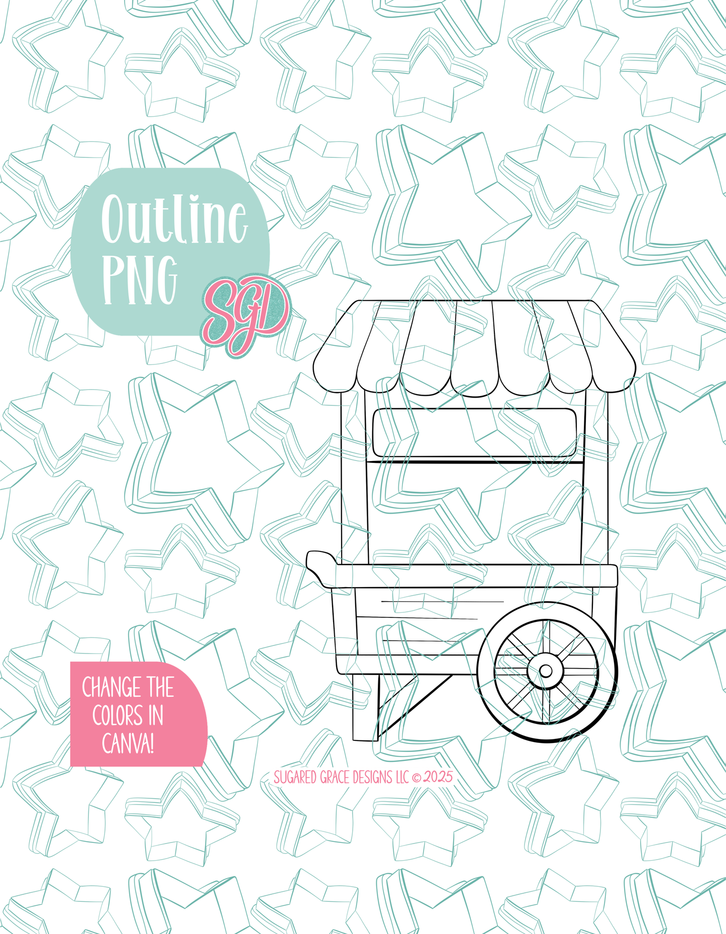 Strawberry Farmers Market Cart Cookie Cutter STL and PNG set