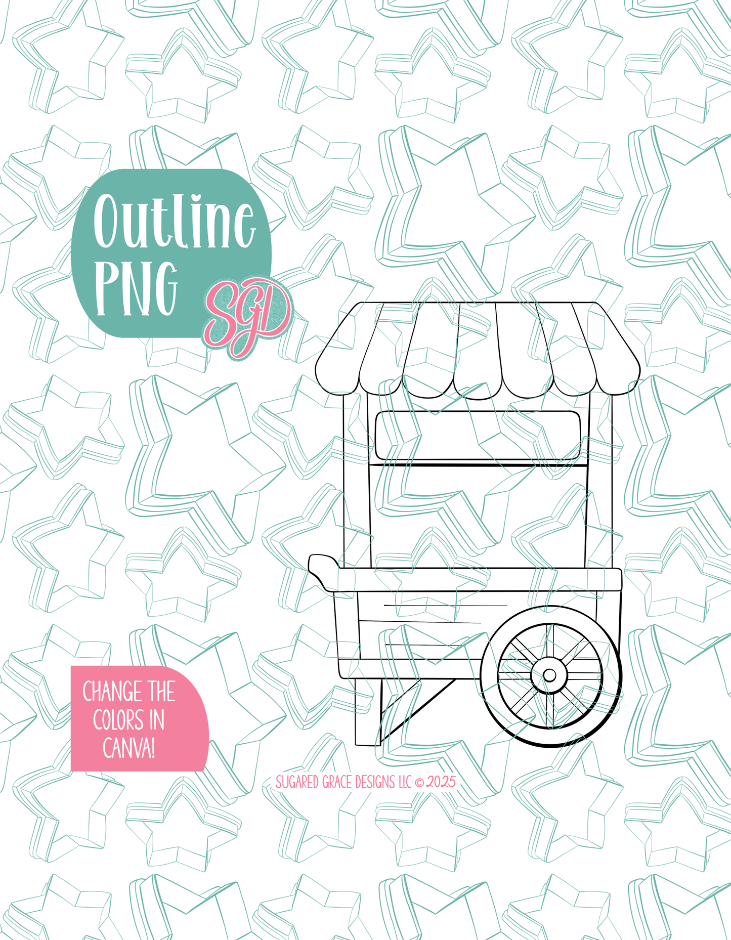 Strawberry Farmers Market Cart Cookie Cutter with matching PNG
