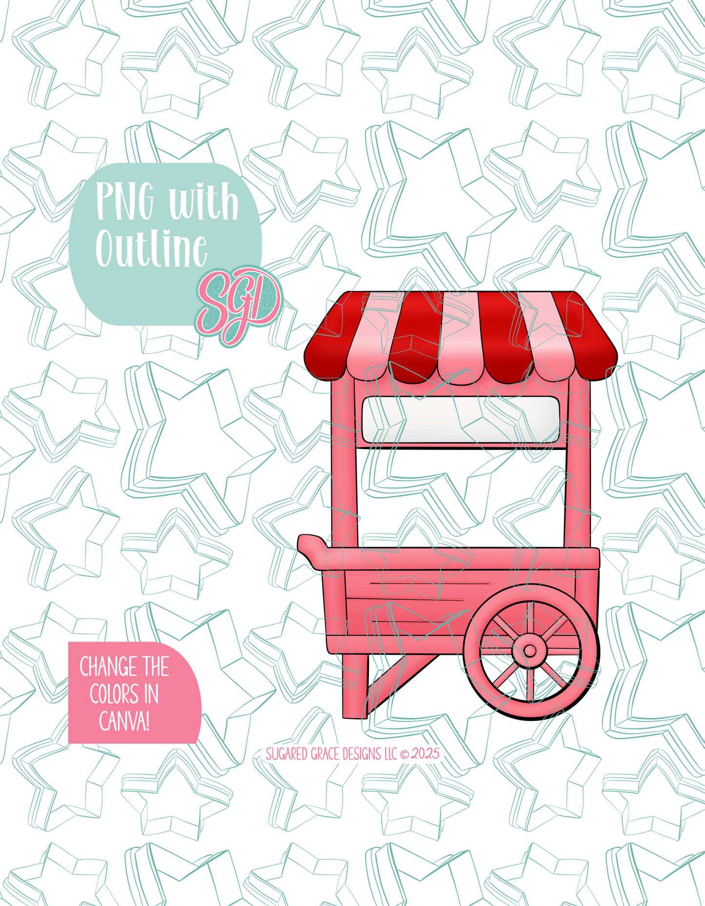 Strawberry Farmers Market Cart Cookie Cutter STL and PNG set