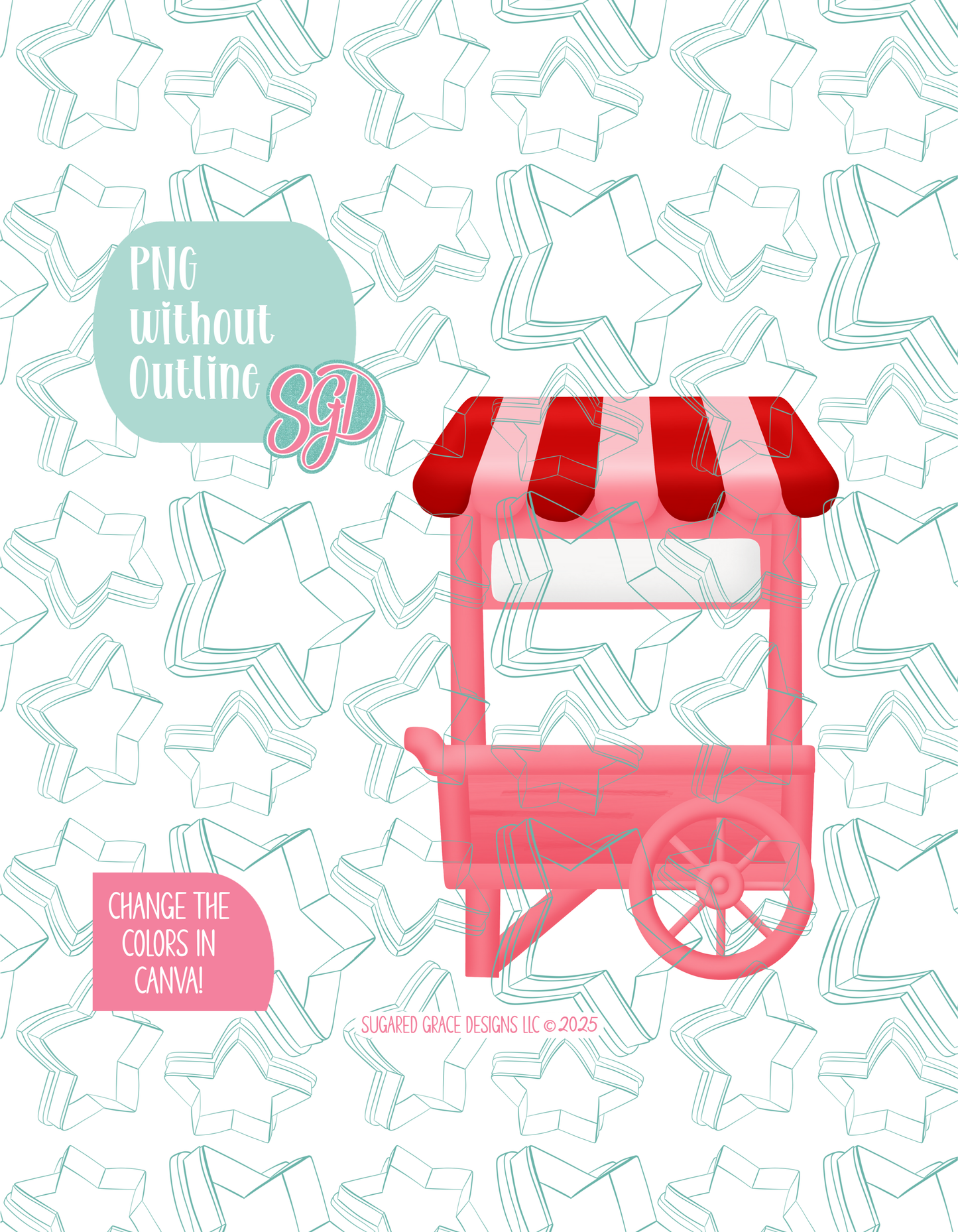 Strawberry Farmers Market Cart Cookie Cutter STL and PNG set