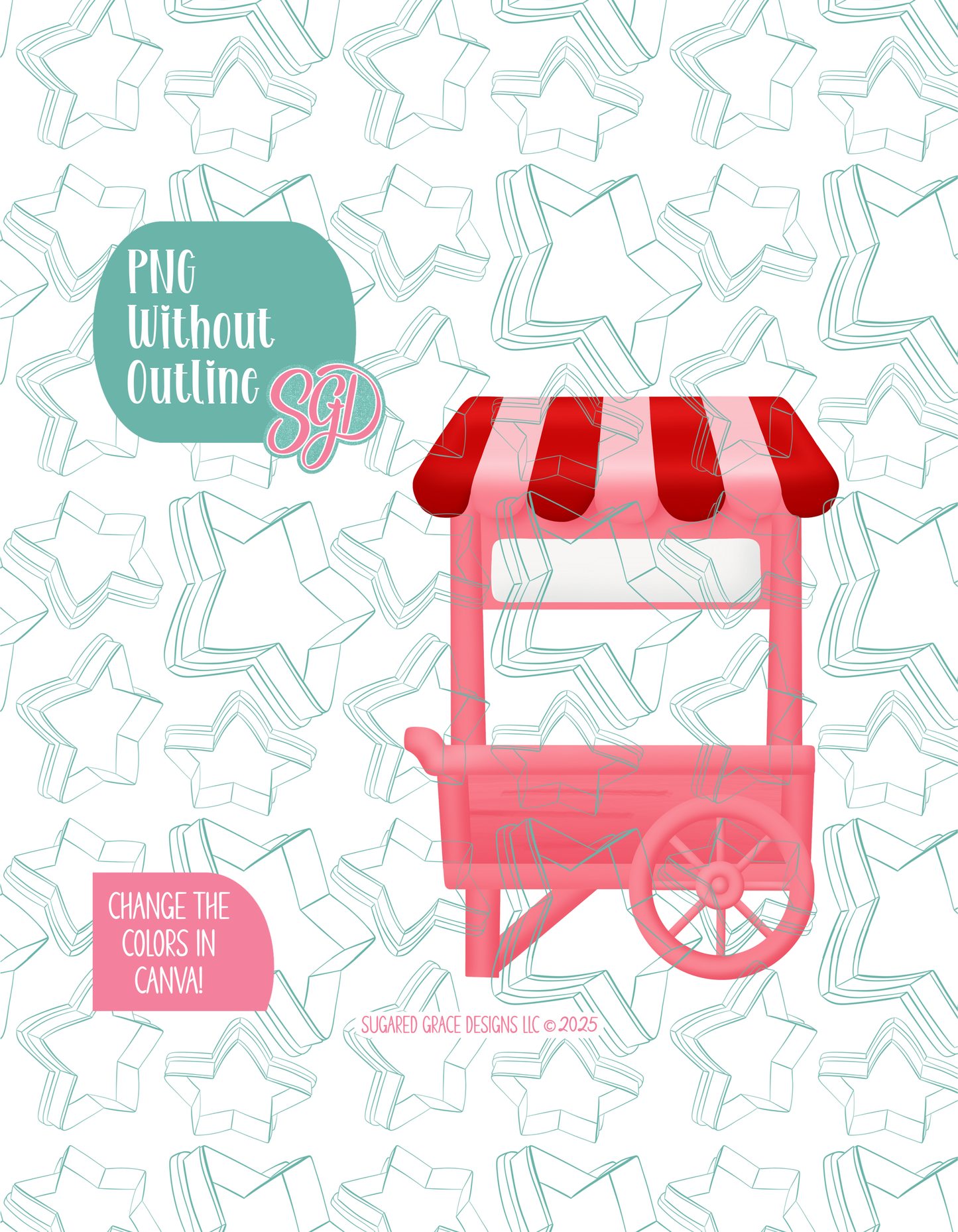 Strawberry Farmers Market Cart Cookie Cutter with matching PNG