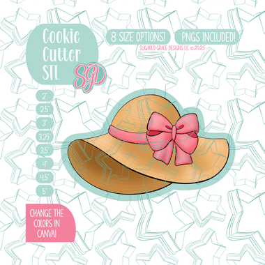 Straw Hat with Bow Cookie Cutter STL and PNG set